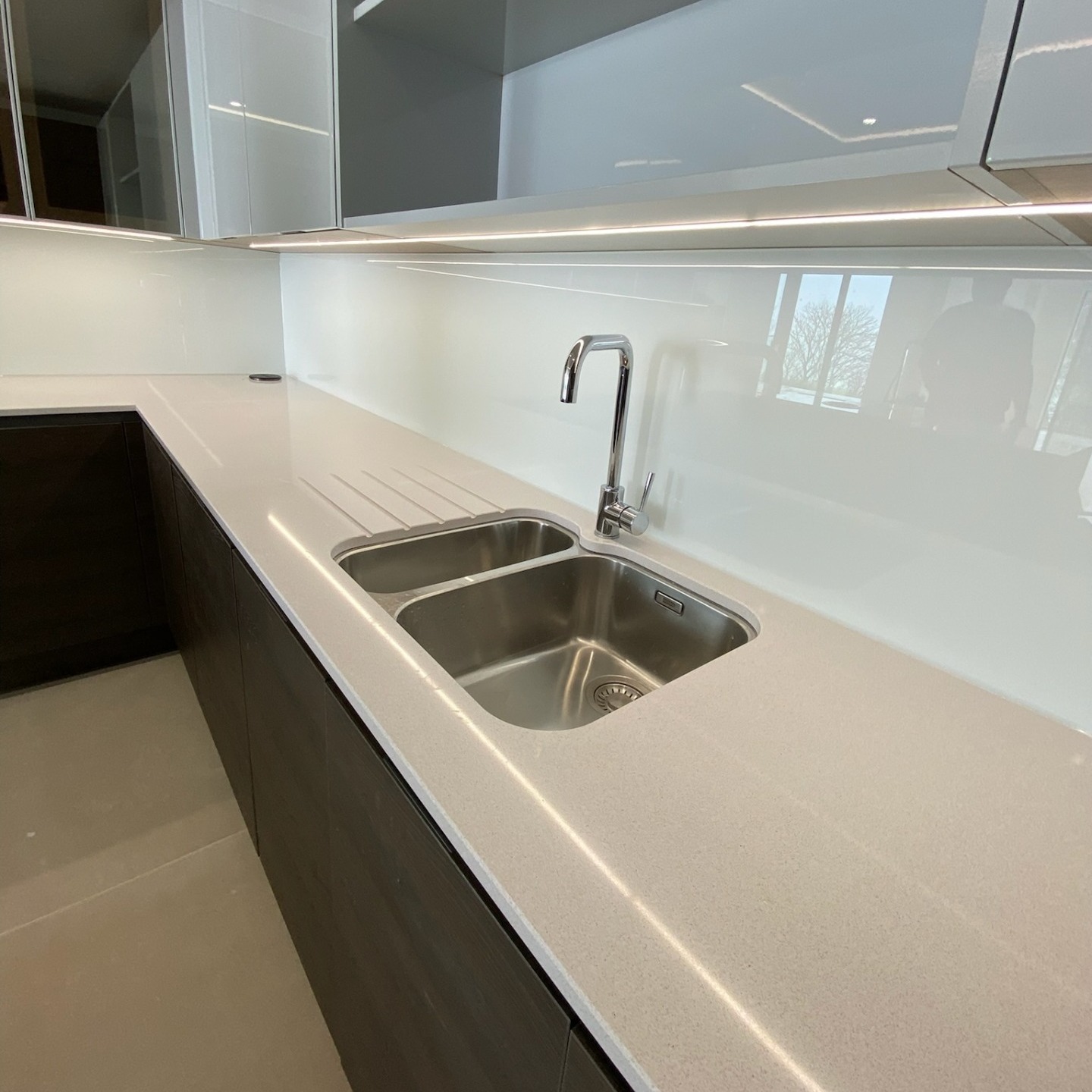 kitchen worktop with electric hob and sink